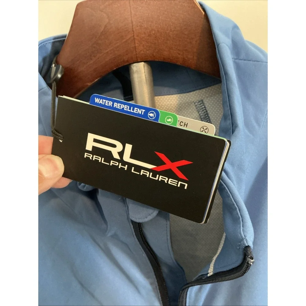 Ralph Lauren RLX Golf Jacket Mens‎ Sz M Blue Full Zip Water Repellent Vest $228